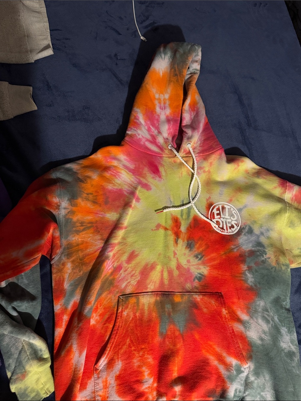 Tie-Dye Pullover Hoodie with Logo - Multi-Color